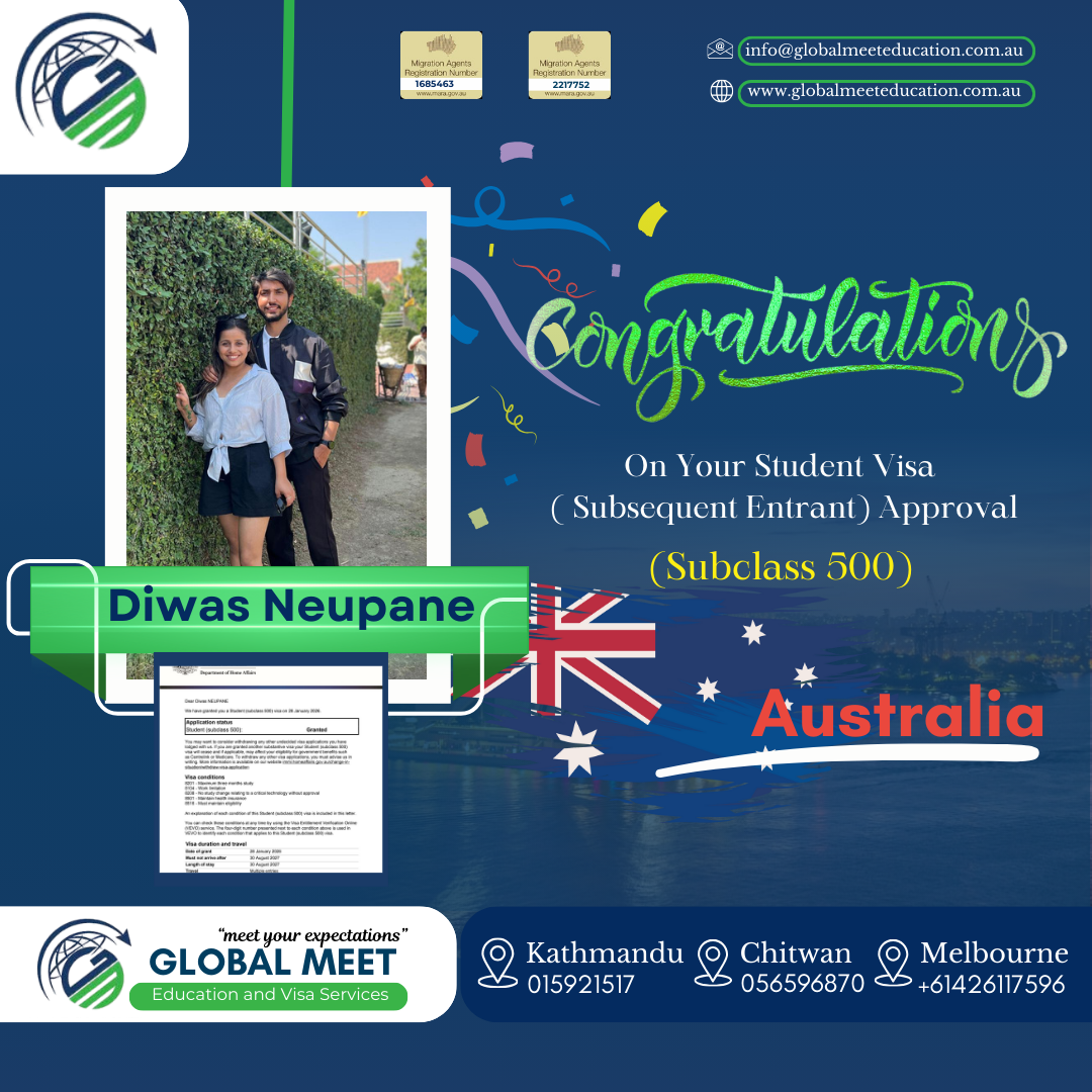 Visa approval celebration — Diwas Neupane