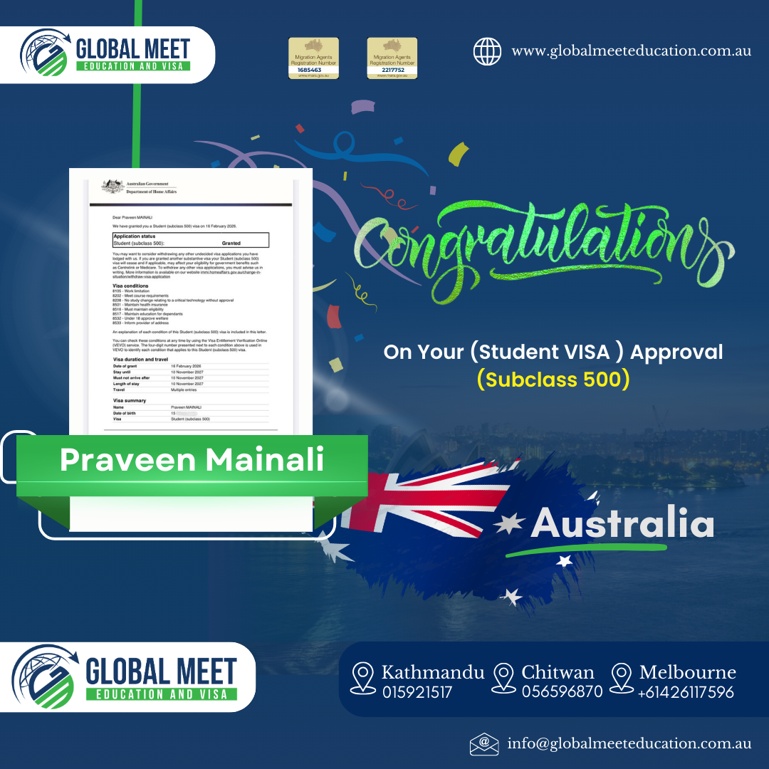 Visa approval celebration — Praveen Mainali