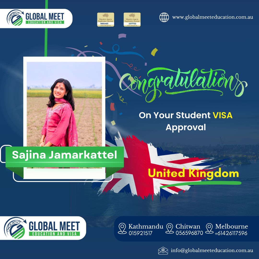 Visa approval celebration — Sajina Jammarkattel